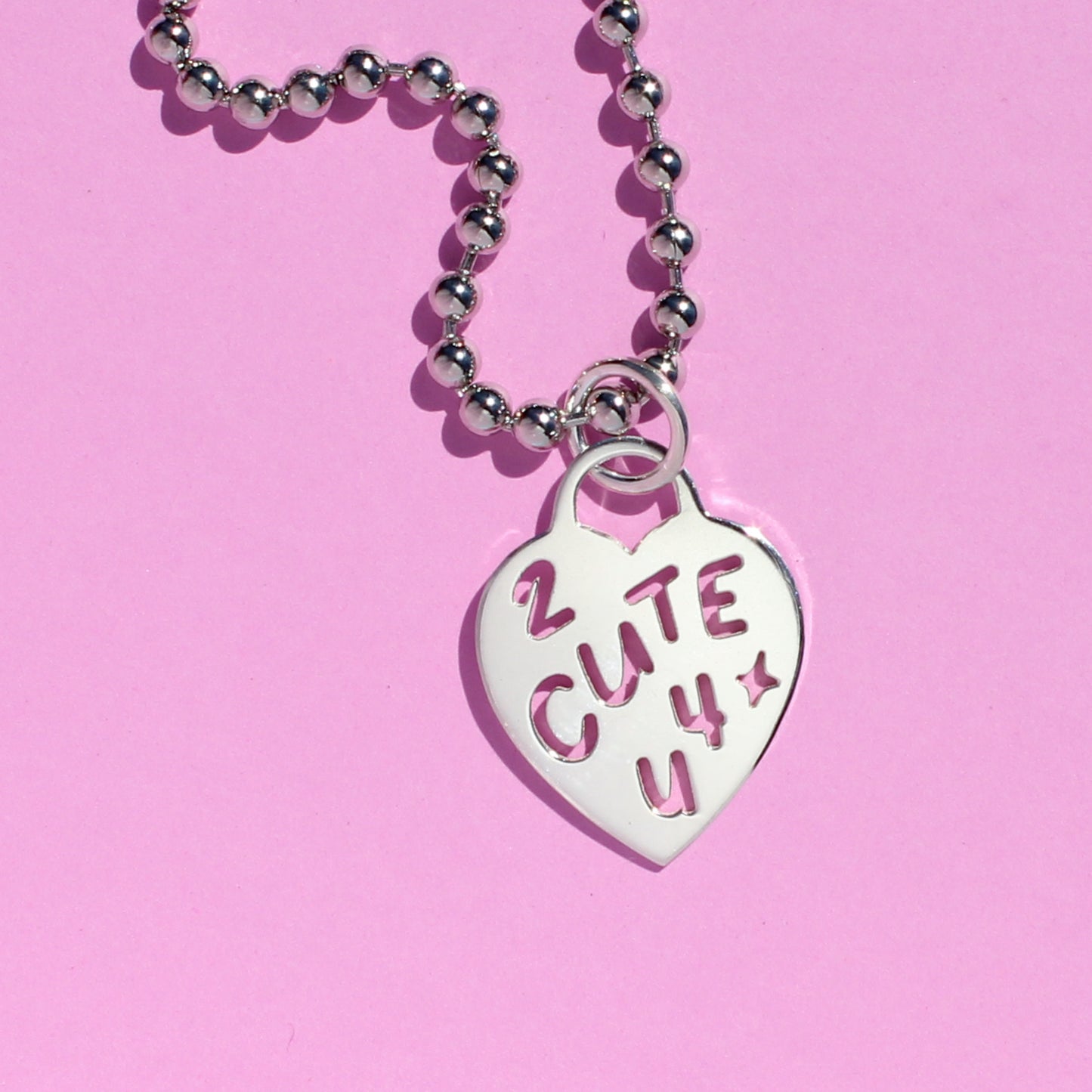2 CUTE 4 U heart tag necklace