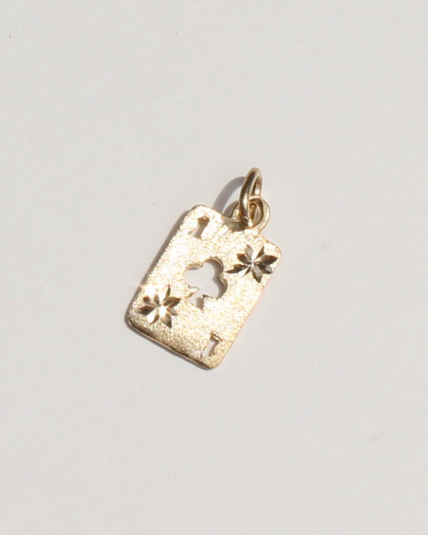 1 of clubs playing card vtg 14kt gold charm