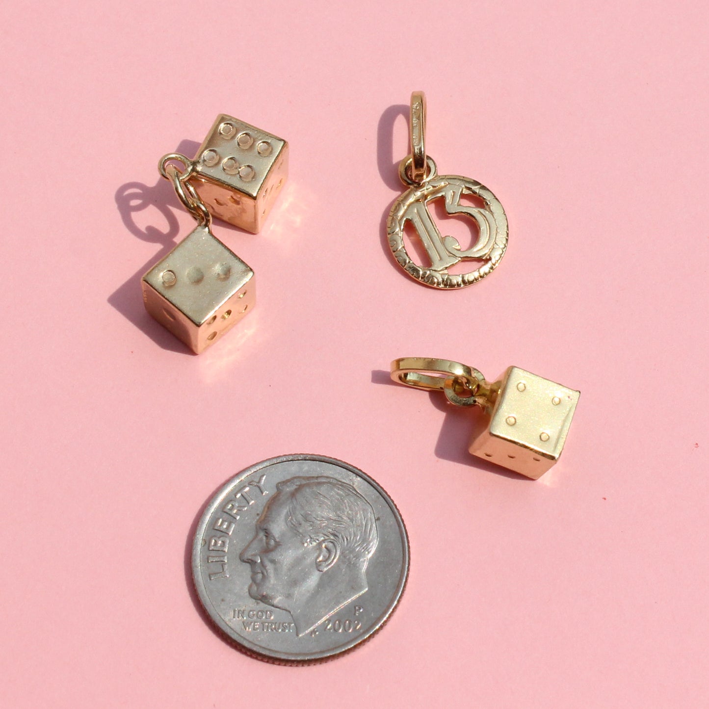 dice VTG 14kt gold charm