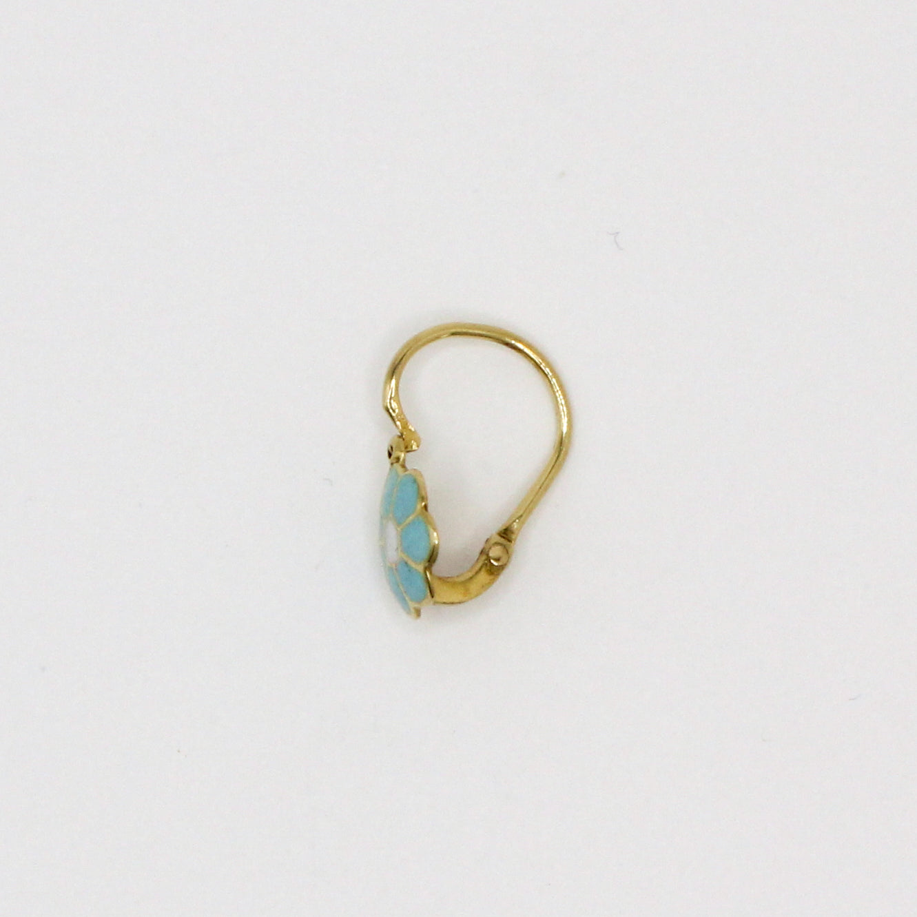 flower enamel VTG 14kt gold earring
