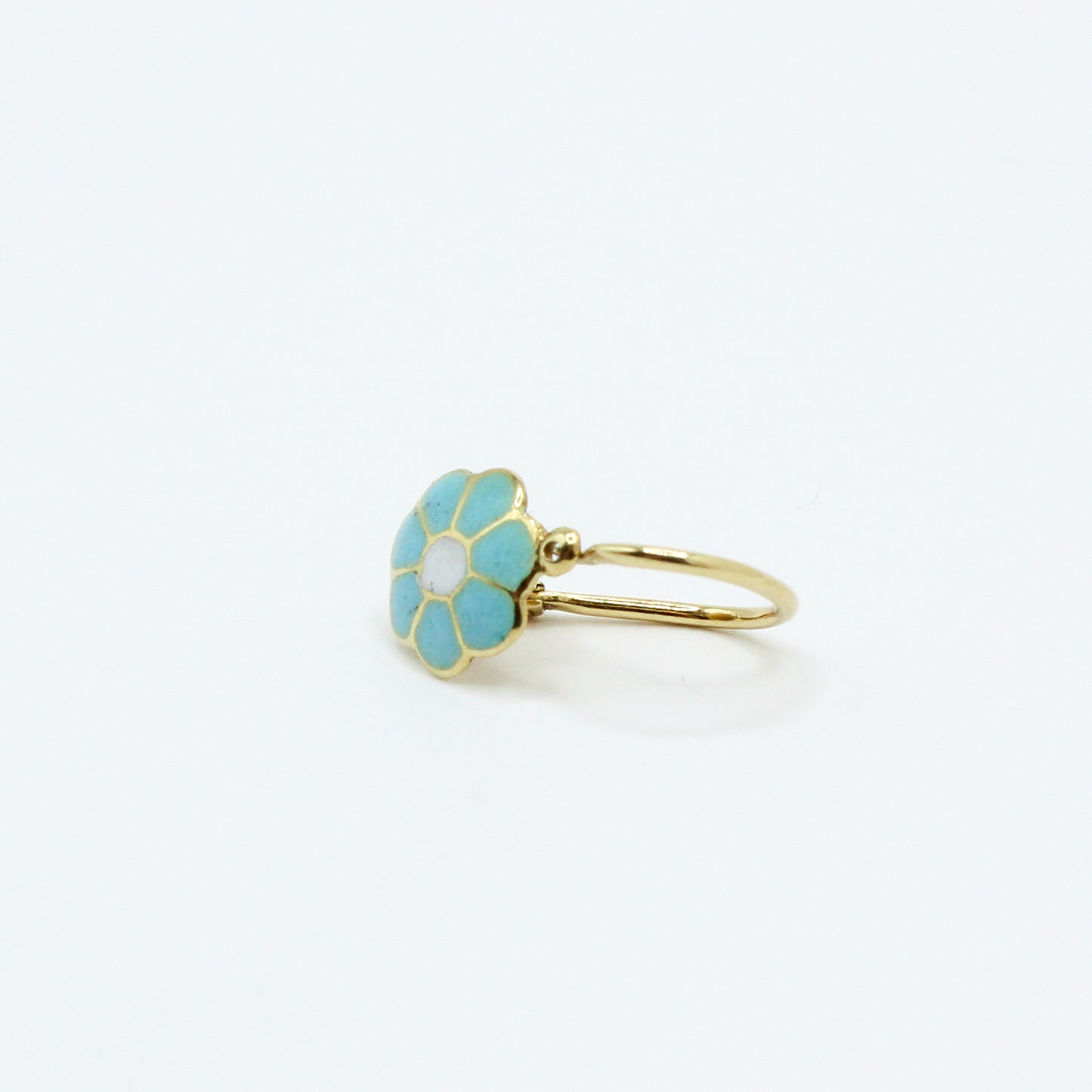 flower enamel VTG 14kt gold earring