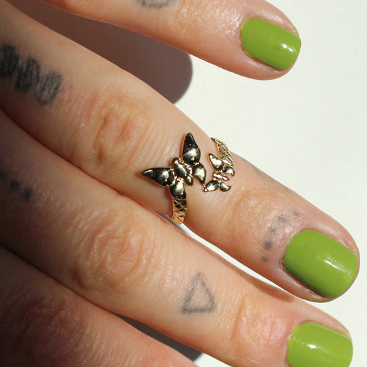 butterfly VTG 14kt gold adjustable ring