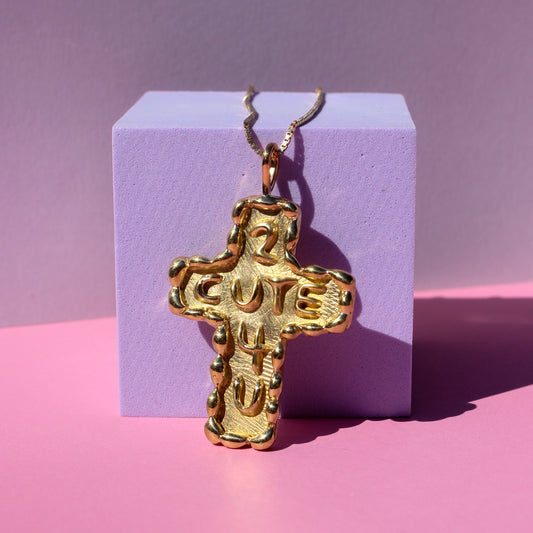 2 Cute 4 U brass pendant (RTS)