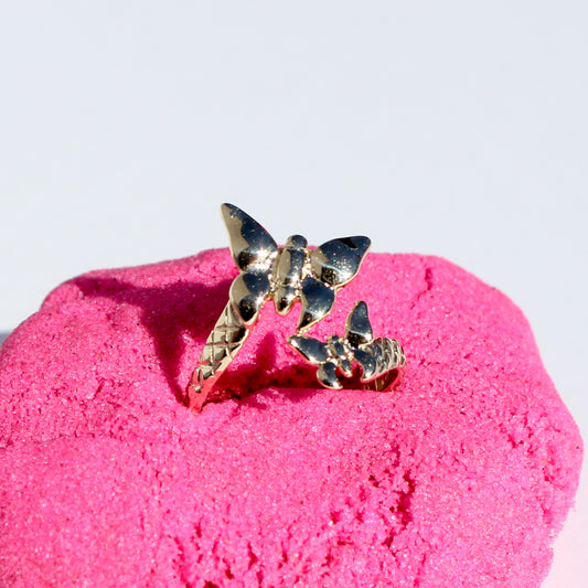 butterfly VTG 14kt gold adjustable ring