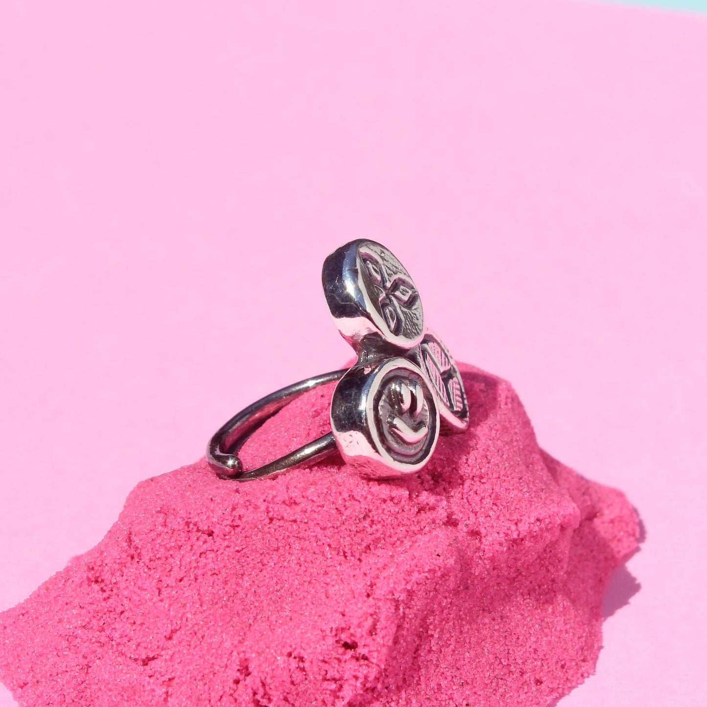 silver e pill pile ring (RTS)
