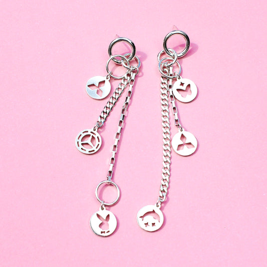 silver e pill dangle earrings (1 of 1)