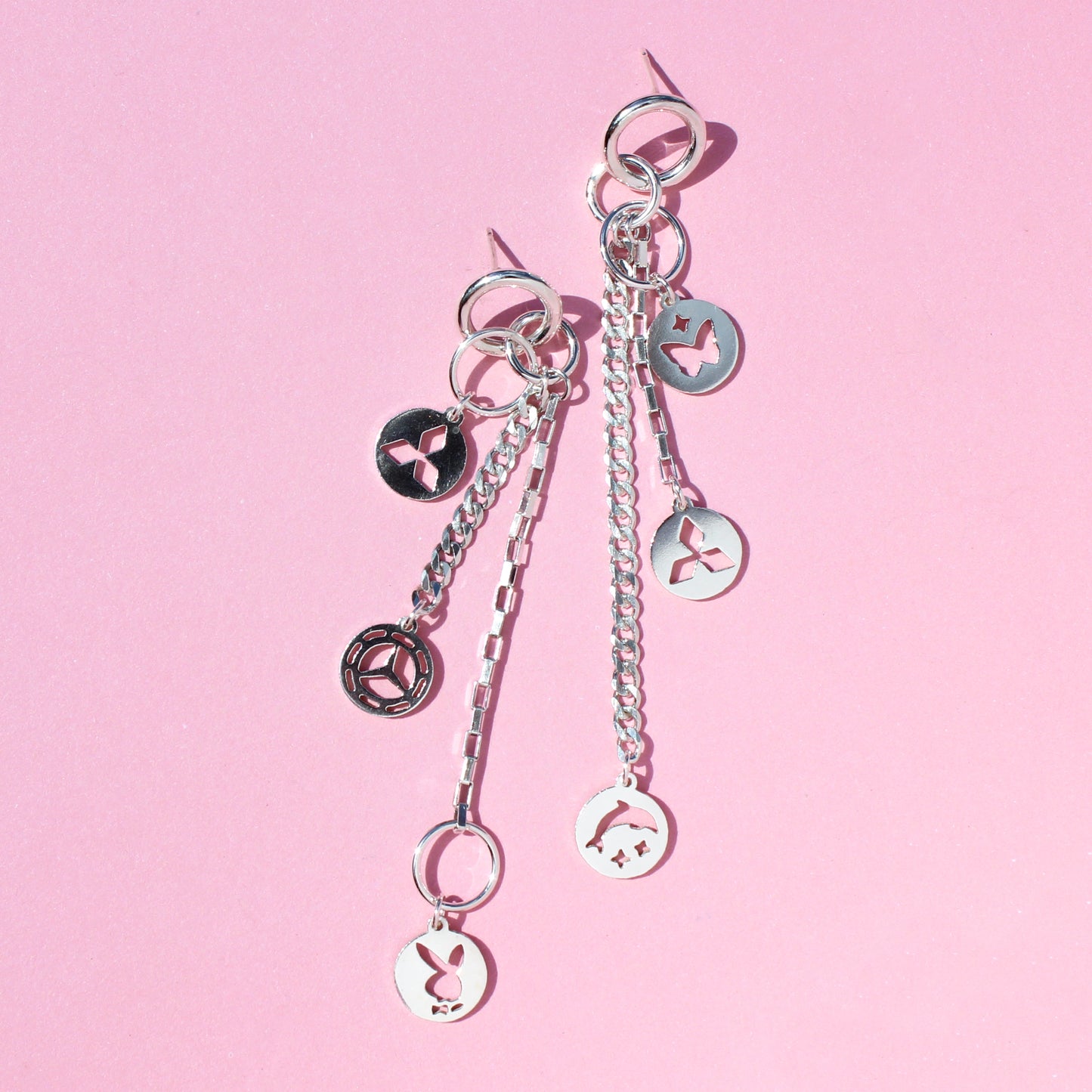 silver e pill dangle earrings (1 of 1)