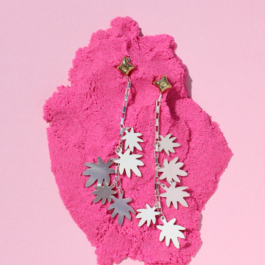 silver dangling weed leaf earrings (1 of 1)