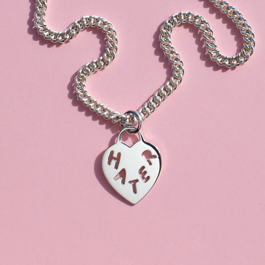 HATER heart tag necklace