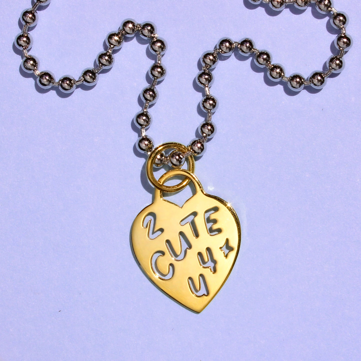 2 CUTE 4 U heart tag necklace