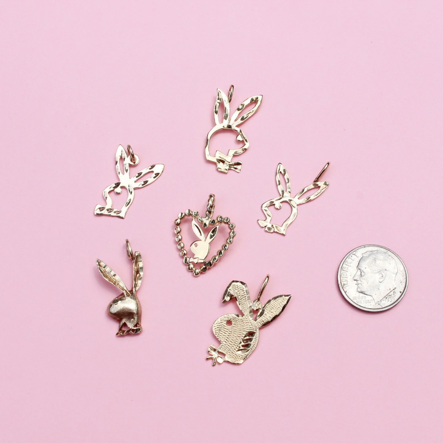 playboy bunny 14kt gold charm