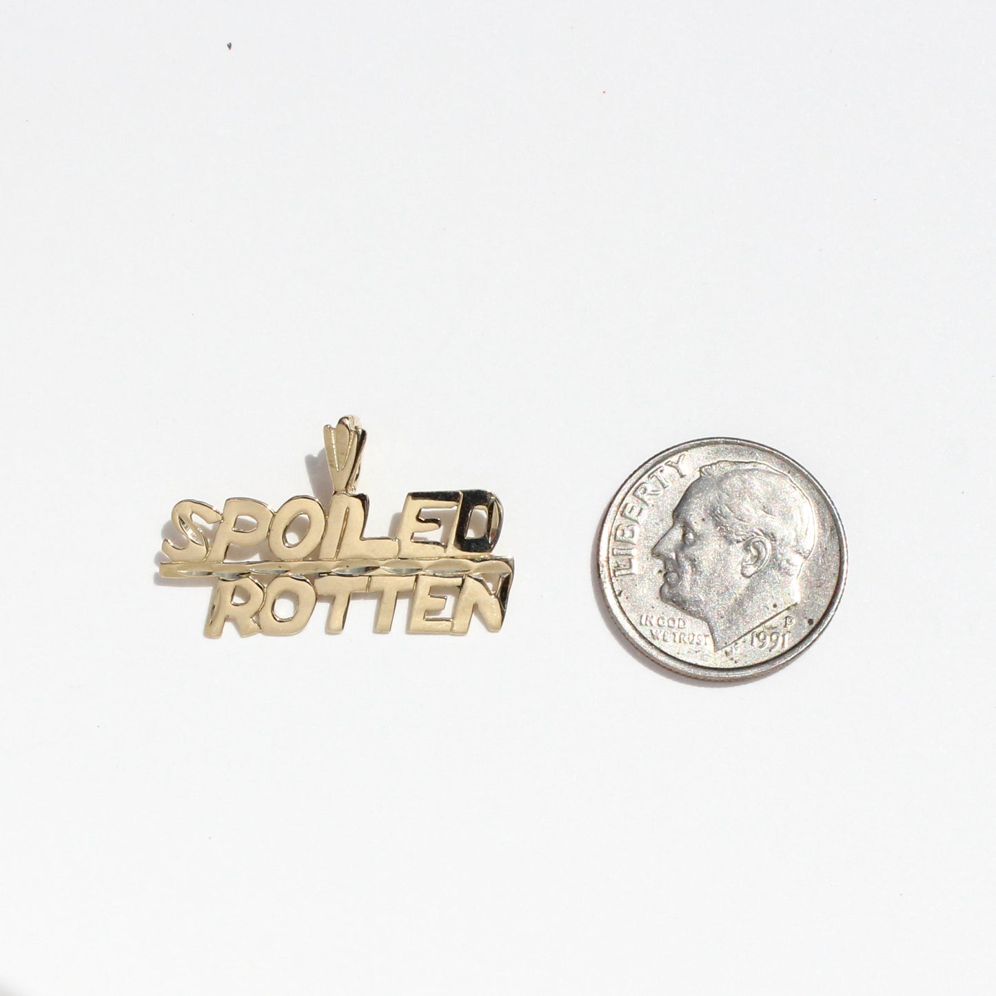 Spoiled Rotten vtg 14kt gold charm