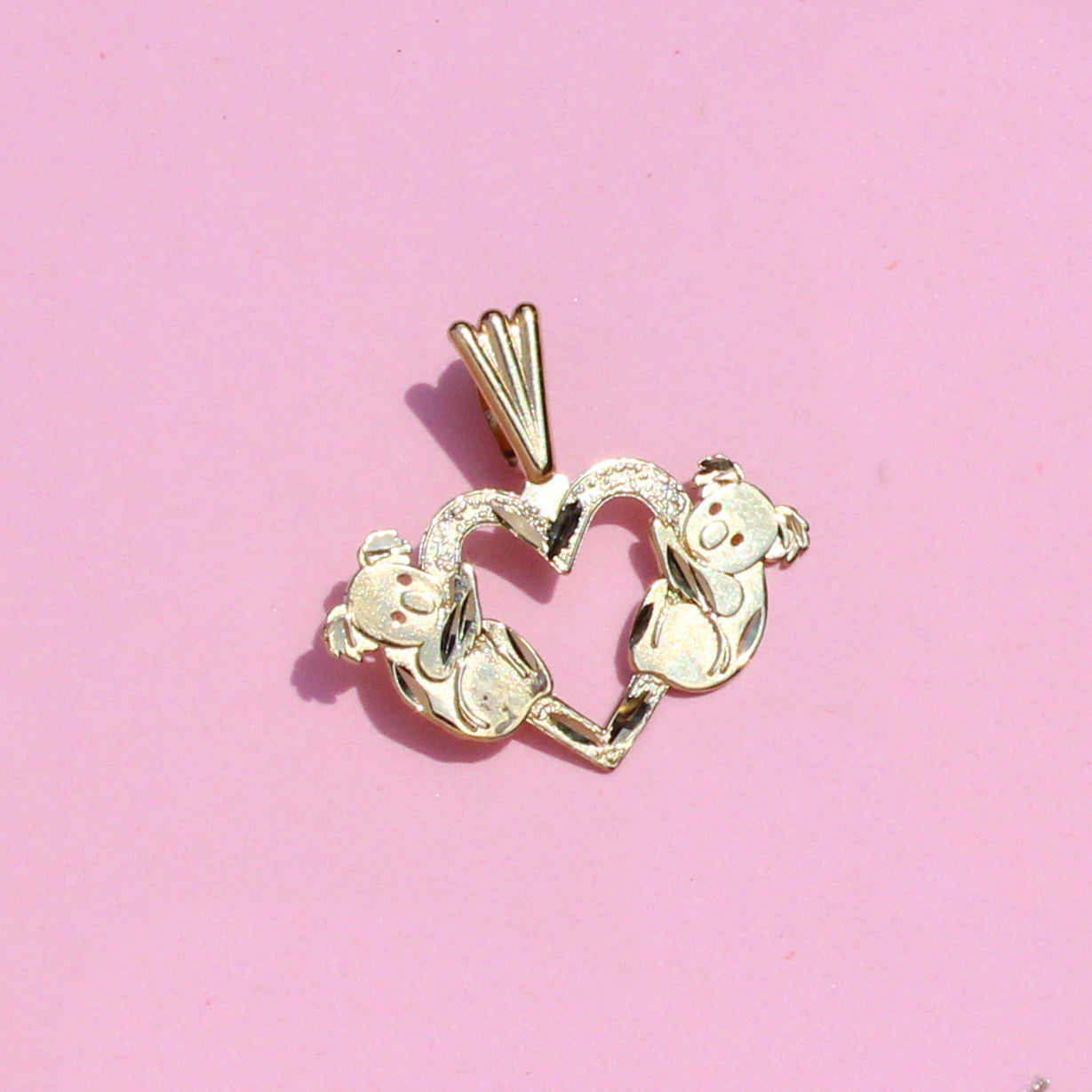 koala heart 14kt gold charm