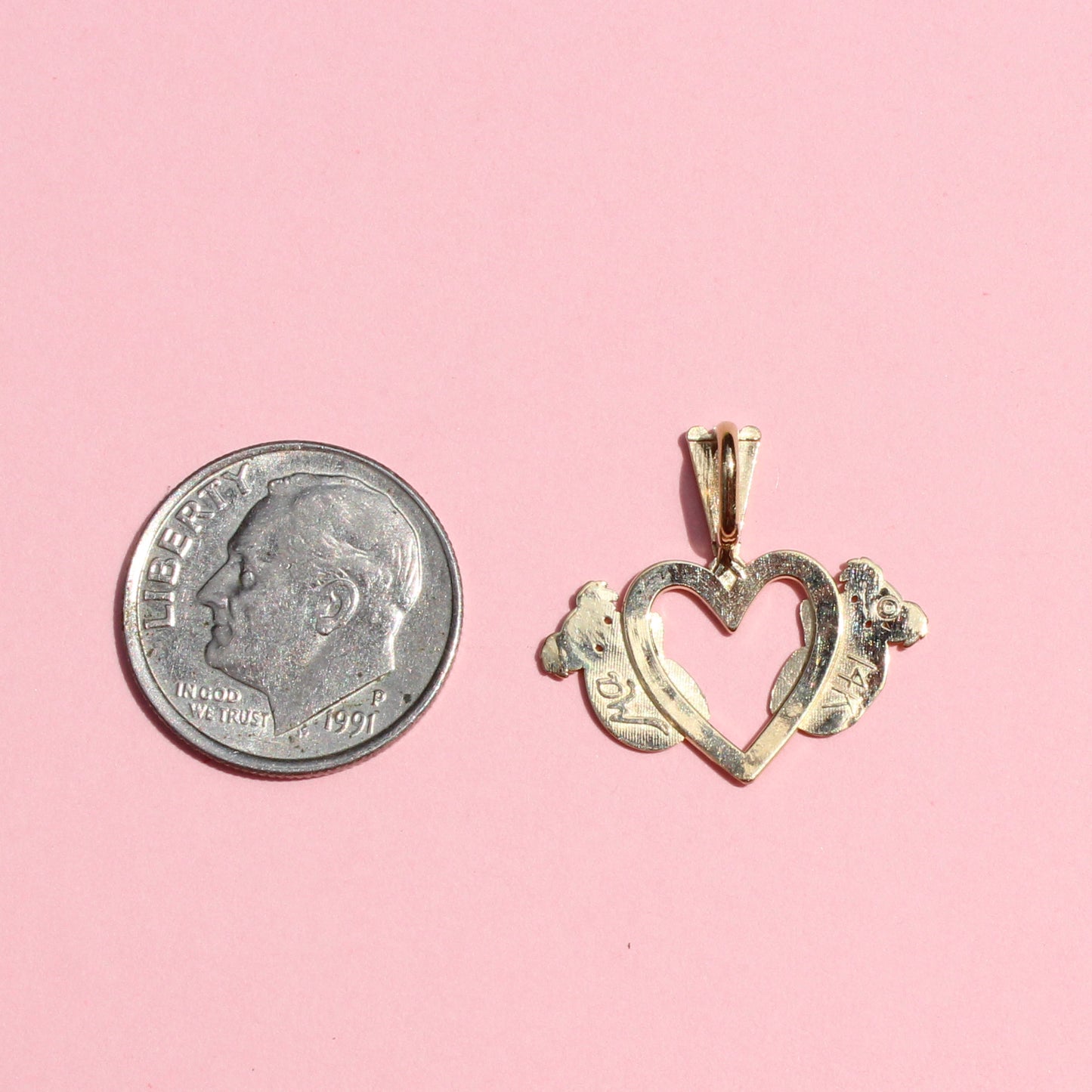 koala heart 14kt gold charm