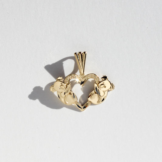 koala heart 14kt gold charm