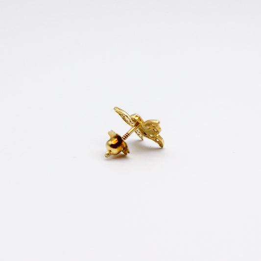 butterfly vtg 14kt gold stud earring