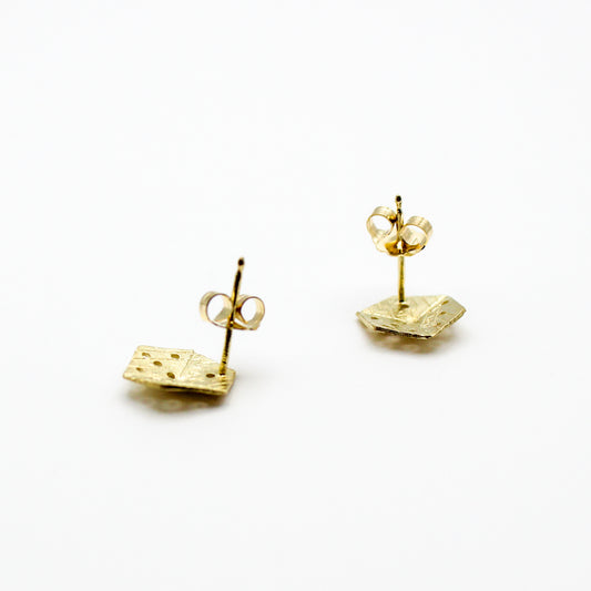 dice preloved 14kt gold stud earrings