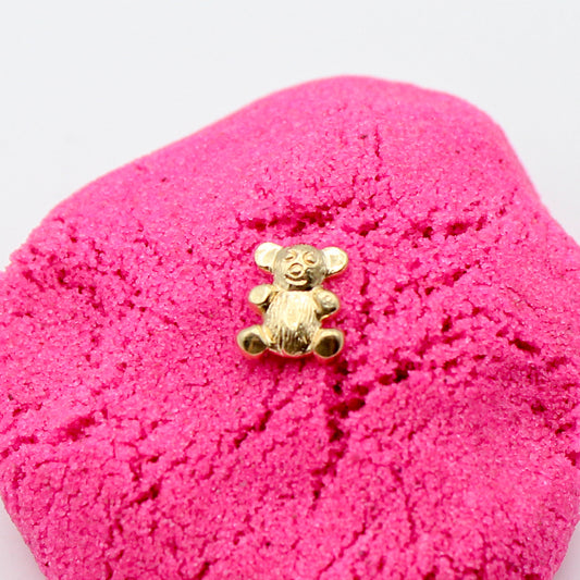 teddy bear vtg 14kt gold stud earring