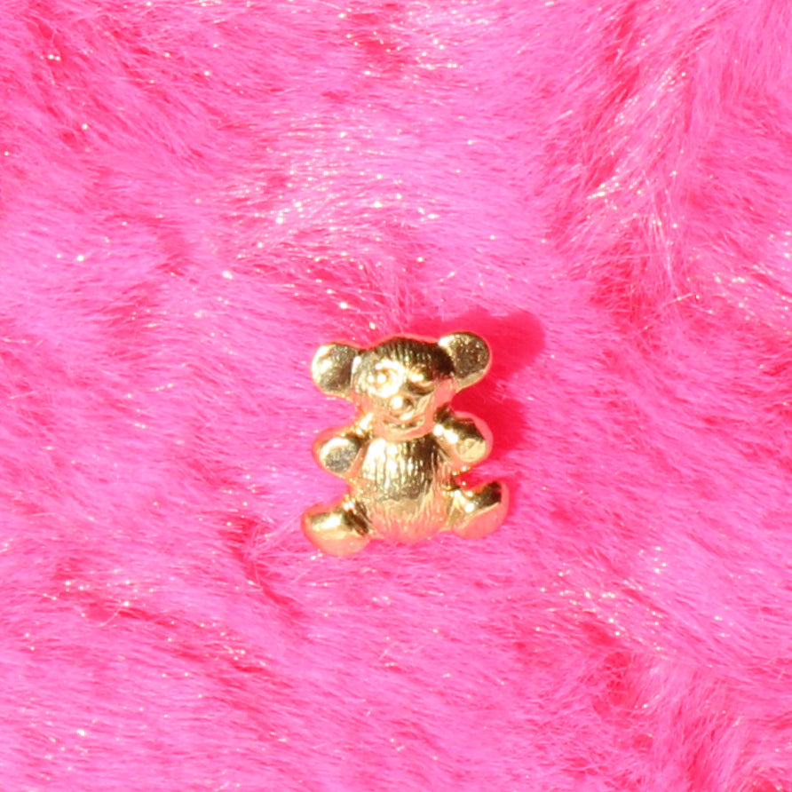 teddy bear vtg 14kt gold stud earring