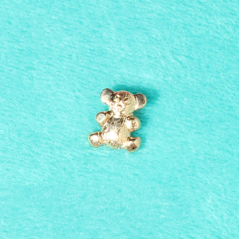 teddy bear vtg 14kt gold stud earring