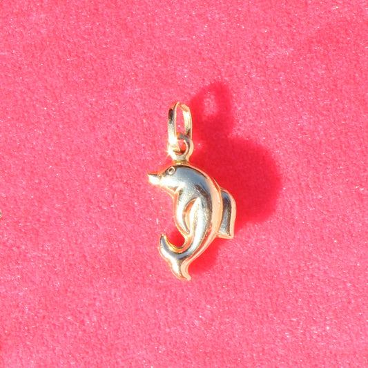 dolphin puffy VTG 10 kt gold charm