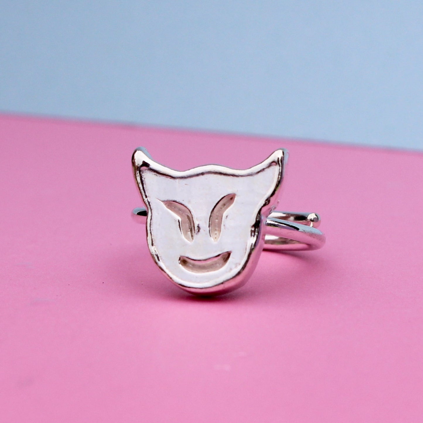 lil demon ring, adjustable silver (RTS)