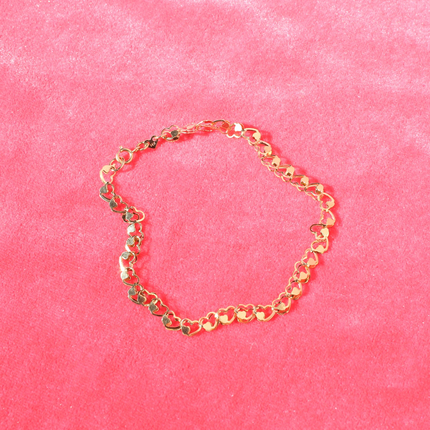 vtg 14kt gold heart chain bracelet