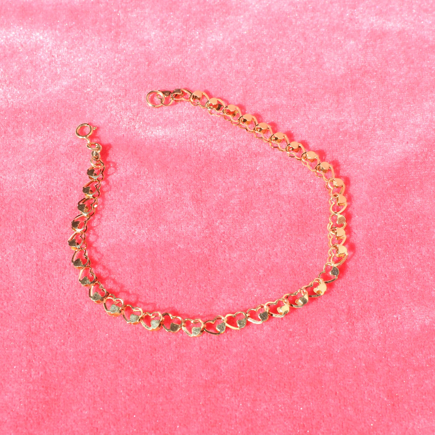 vtg 14kt gold heart chain bracelet