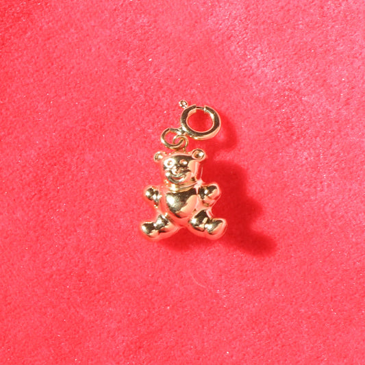 teddy bear puffy vtg 14kt gold charm