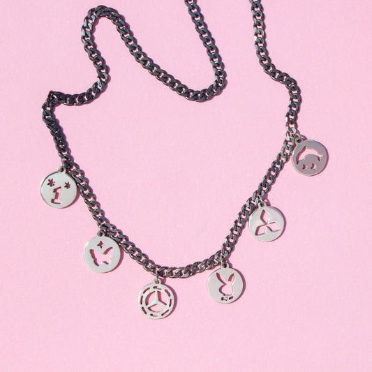 black silver e pill necklace (1 of 1)