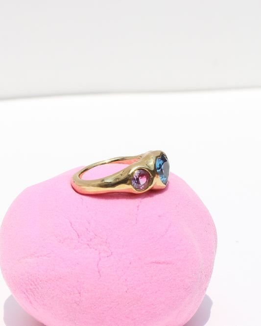 blue heart princess ring