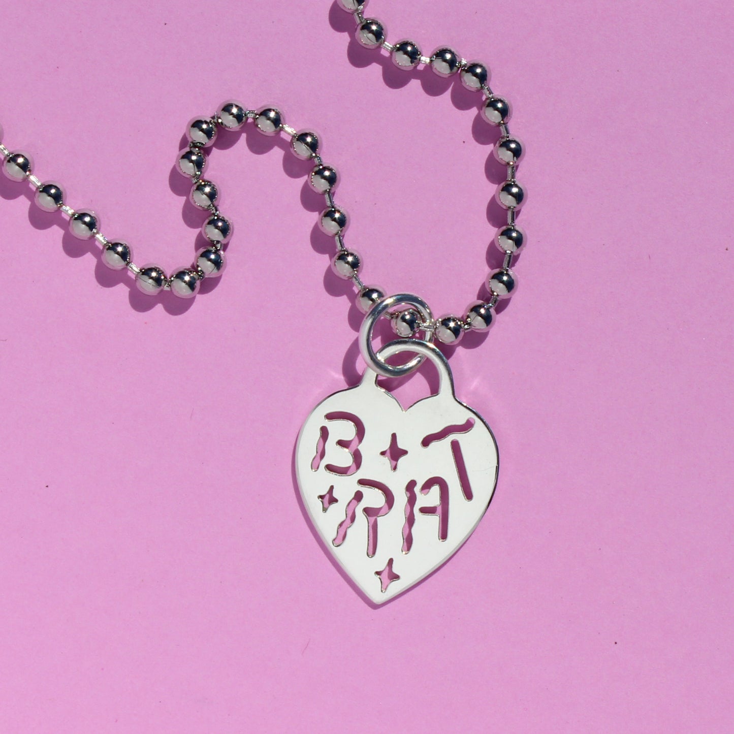 BRAT heart tag necklace