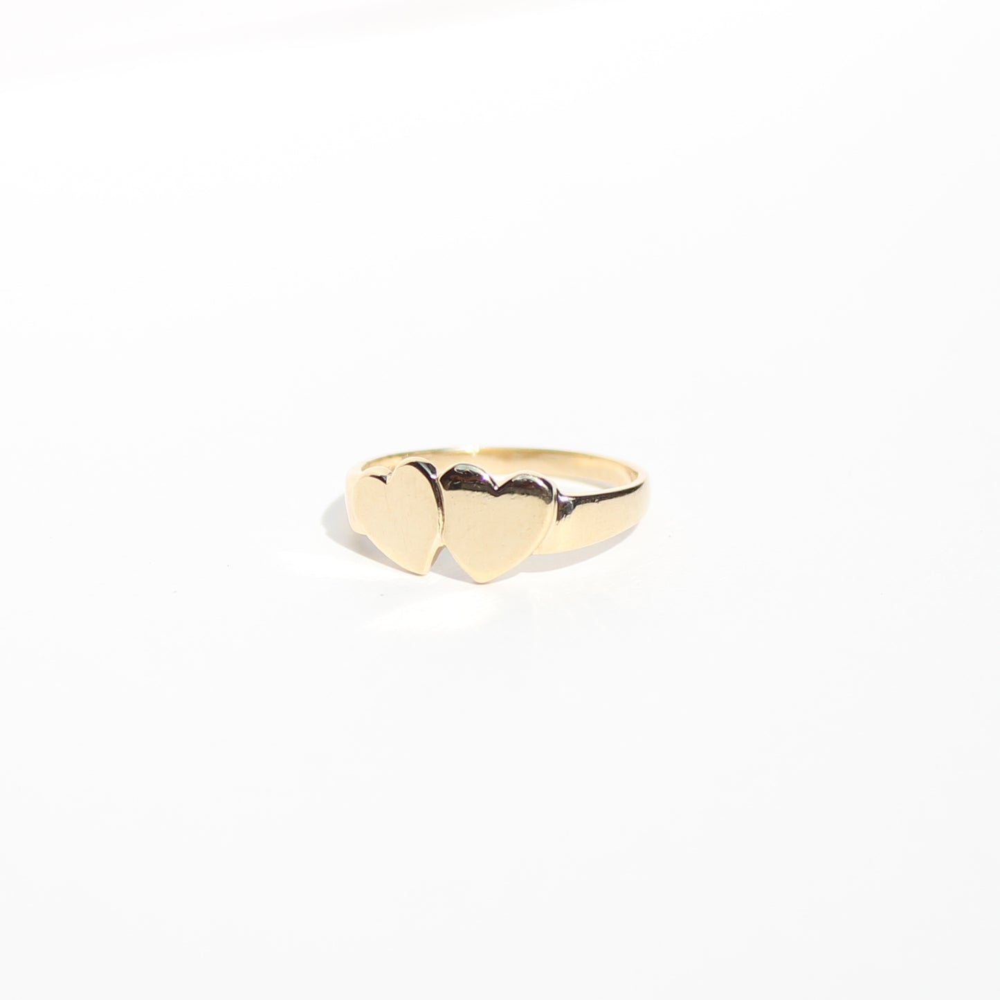 double heart VTG 14kt gold ring