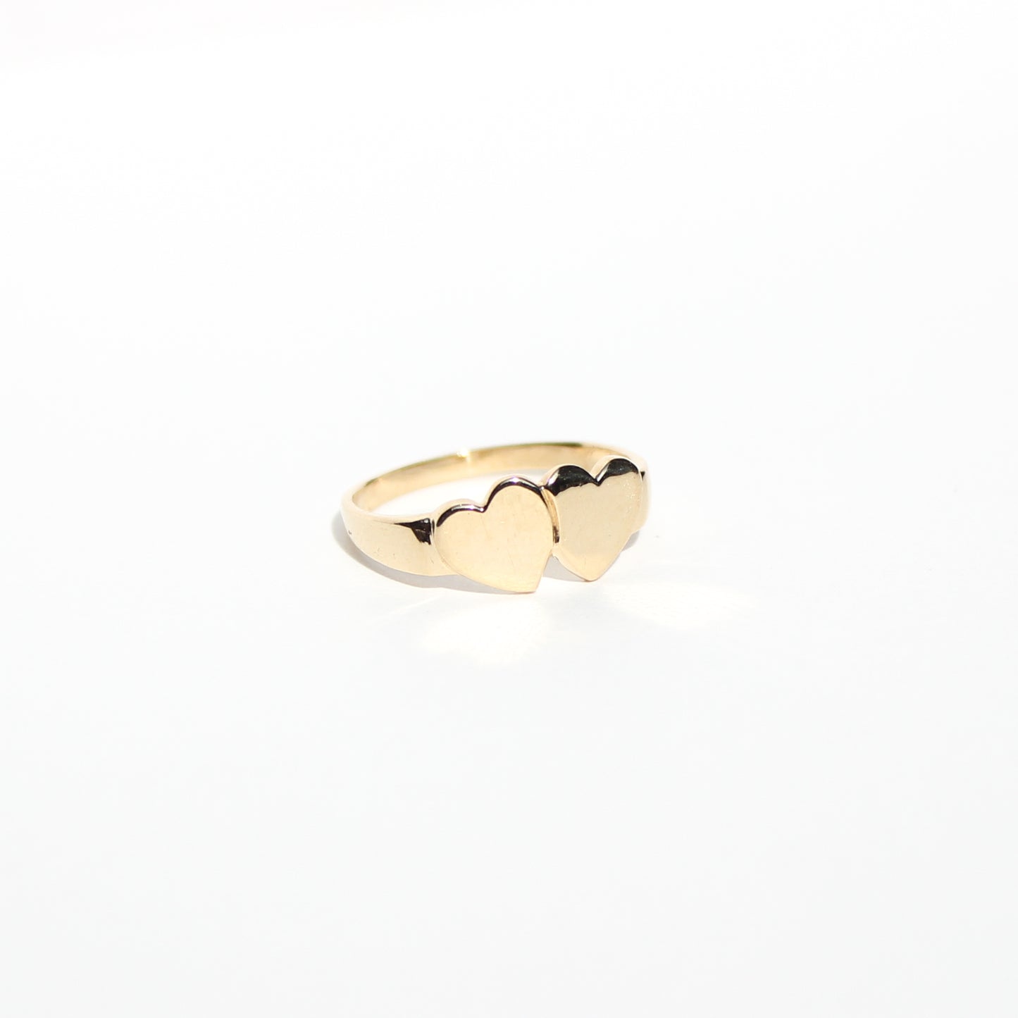 double heart VTG 14kt gold ring