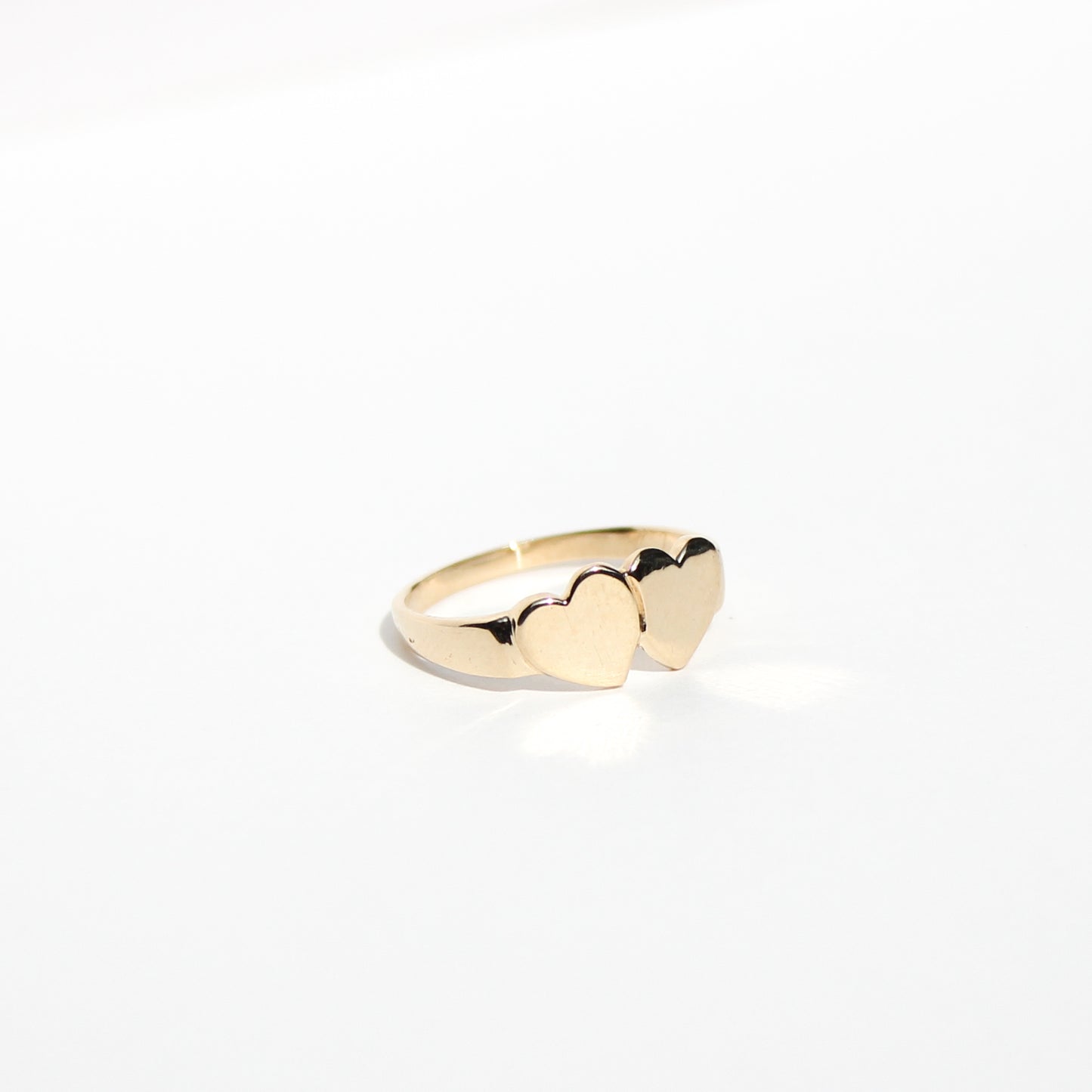 double heart VTG 14kt gold ring