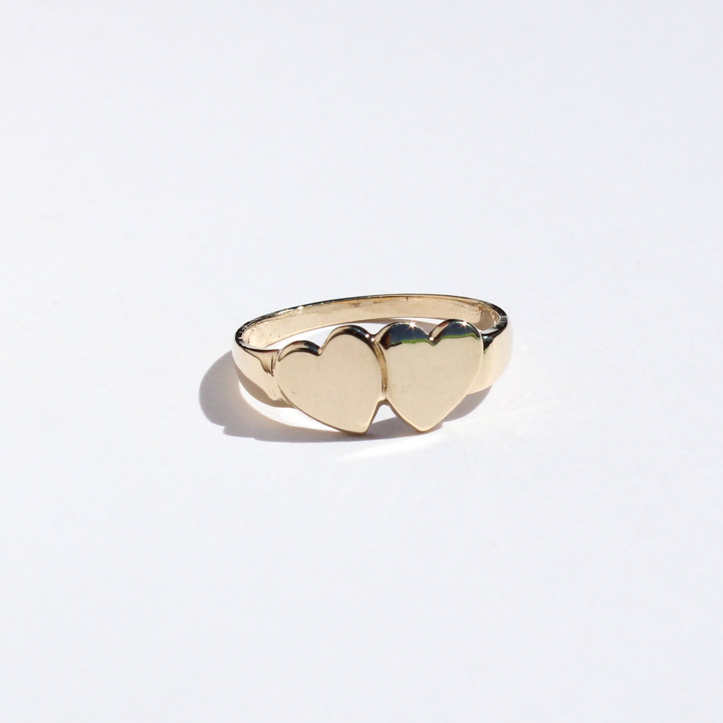 double heart VTG 14kt gold ring