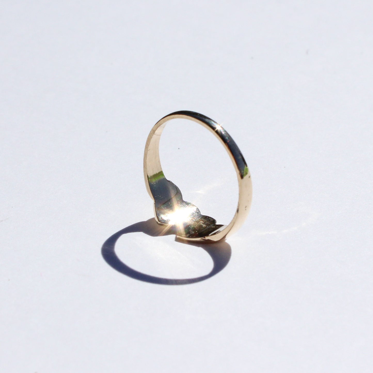 double heart VTG 14kt gold ring